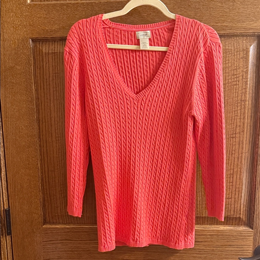 L.L. Bean Coral Cable  Knit Sweater